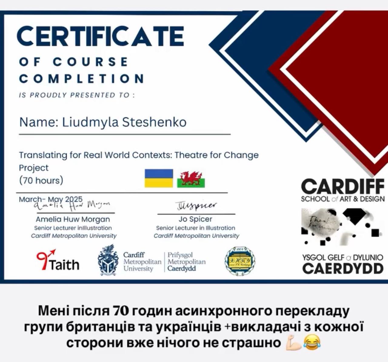 Сертифікат Cardiff Metropolitan University